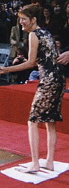 Susan wiping her bare feet